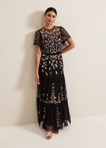 Phase Eight Hilary Embellished Dress Black Australia | HE6513409